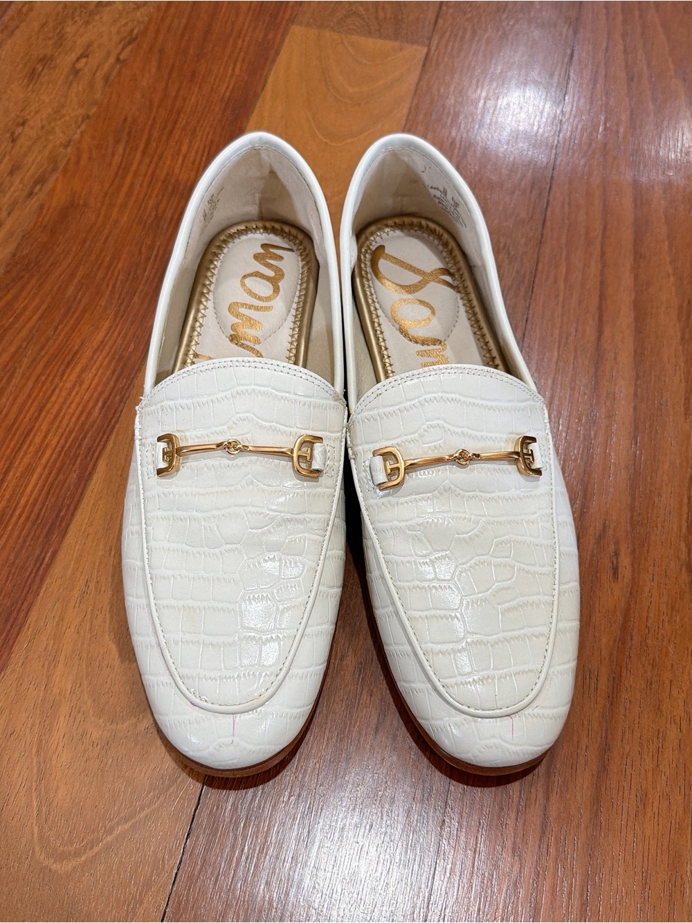 Sam Edelman Loraine Bit Loafer – White Croc, Size 6M (Fits Small)